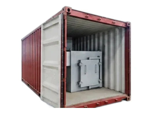 Containerized mobile incinerator inside a shipping container
